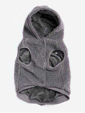 Spark Paws Cozy Gray Sherpa Dog Jacket Hoodie - Size 3XL - Soft Warm Pet Coat